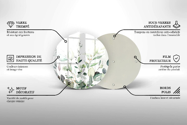 Tábua para cozinha Plantas em aquarela