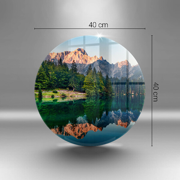 Tábua de corte de vidro Lago de floresta e montanha