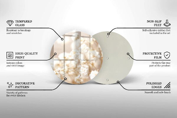 Tábua cozinha Flores brancas delicadas