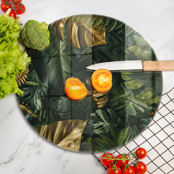 Tábua de corte Folhas de Monstera Dourada