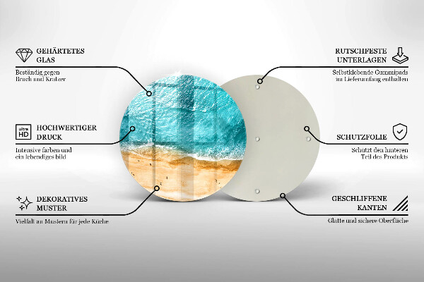 Tábua de cortar de vidro A praia e o mar