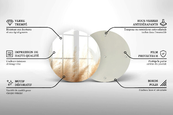 Tábua de cortar de vidro Capim-dos-pampas