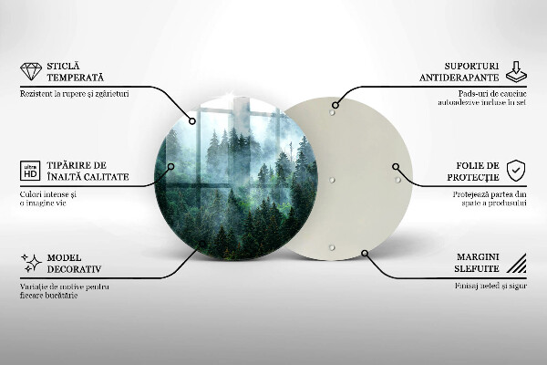 Tábua de corte de vidro Floresta no nevoeiro