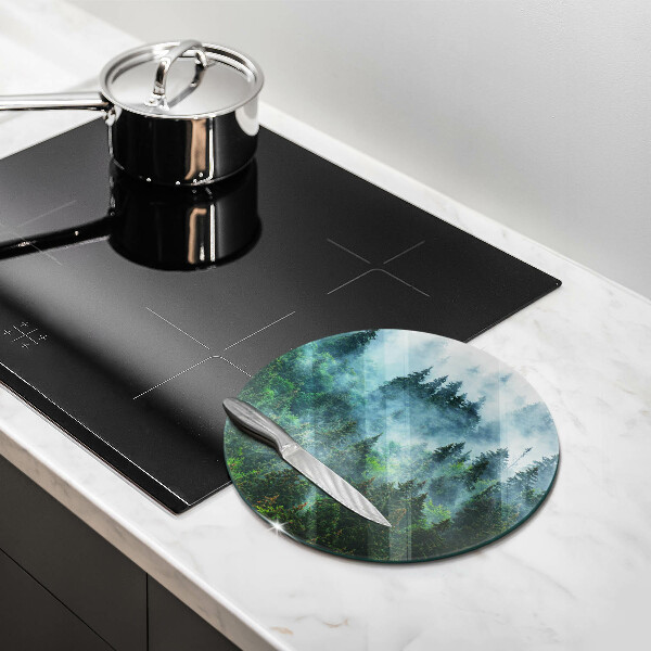 Tábua de corte de vidro Floresta no nevoeiro