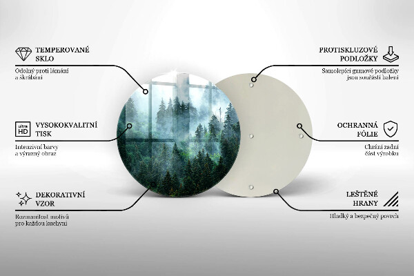 Tábua de corte de vidro Floresta no nevoeiro