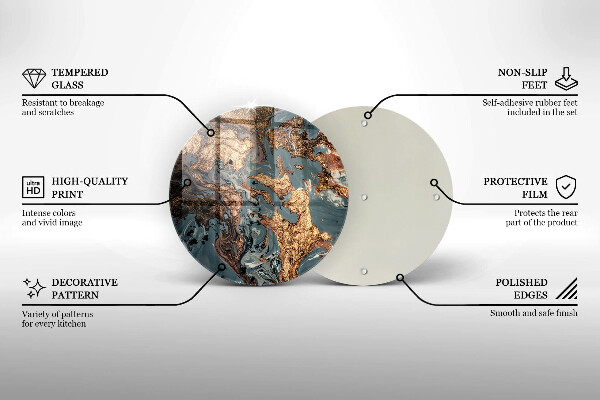 Tábua de cortar de vidro Pedra decorativa com ouro