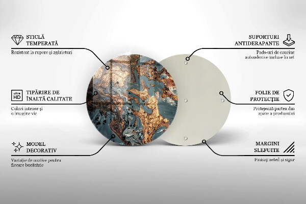 Tábua de cortar de vidro Pedra decorativa com ouro