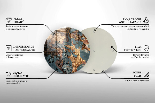 Tábua de cortar de vidro Pedra decorativa com ouro