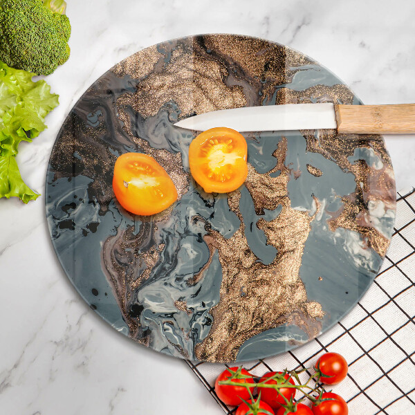 Tábua de cortar de vidro Pedra decorativa com ouro