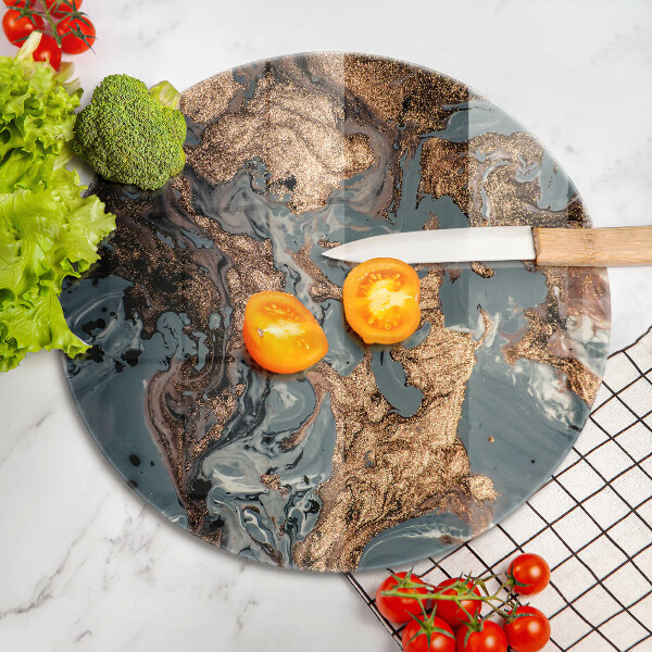 Tábua de cortar de vidro Pedra decorativa com ouro