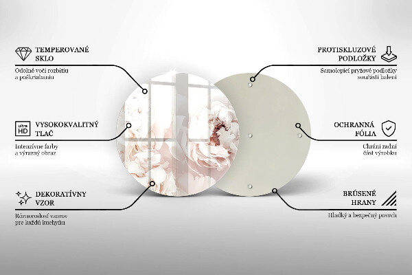 Tábua de vidro Peônias pastéis