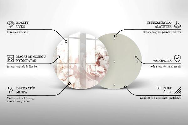 Tábua de vidro Peônias pastéis