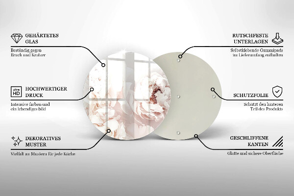 Tábua de vidro Peônias pastéis