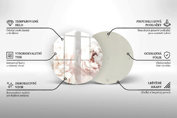 Tábua de vidro Peônias pastéis