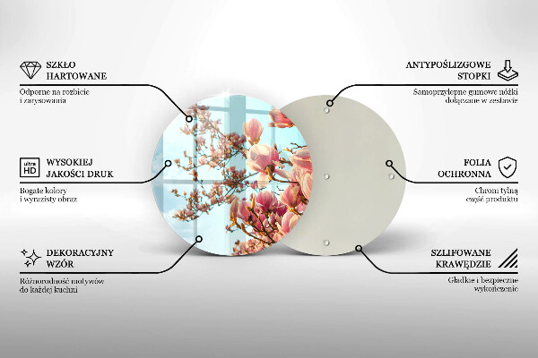 Tábua de cortar de vidro Árvore de flores rosa