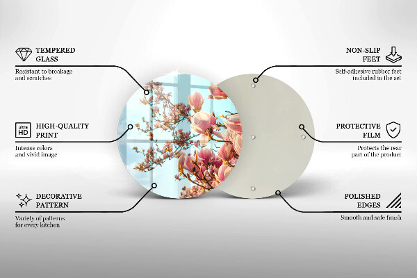 Tábua de cortar de vidro Árvore de flores rosa