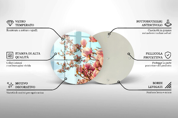 Tábua de cortar de vidro Árvore de flores rosa