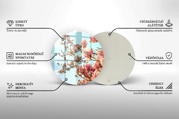 Tábua de cortar de vidro Árvore de flores rosa