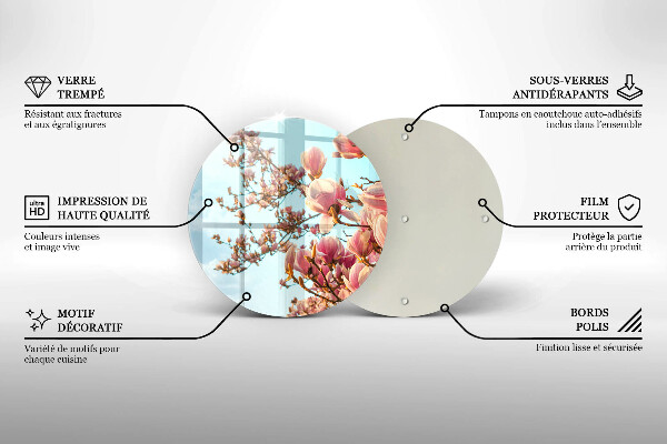 Tábua de cortar de vidro Árvore de flores rosa