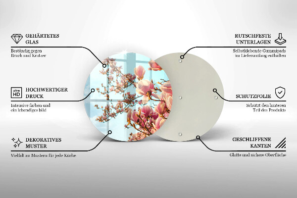 Tábua de cortar de vidro Árvore de flores rosa