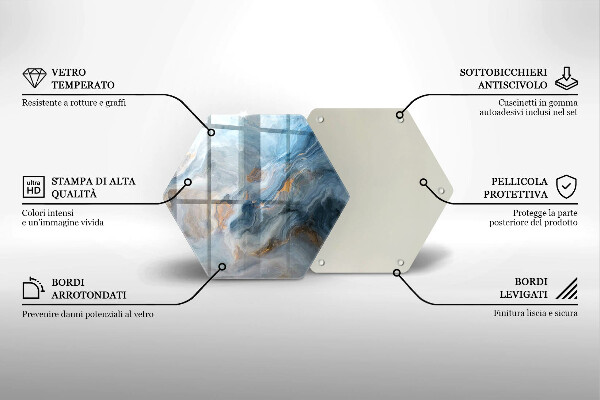 Tábua de cortar de vidro Textura de mármore