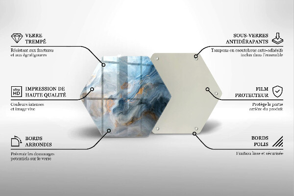 Tábua de cortar de vidro Textura de mármore