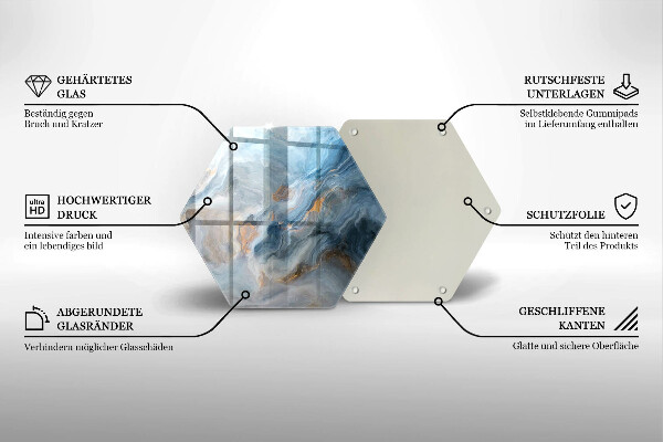 Tábua de cortar de vidro Textura de mármore