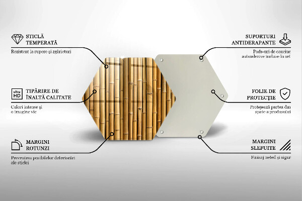 Tábua de vidro Bambu boho natural