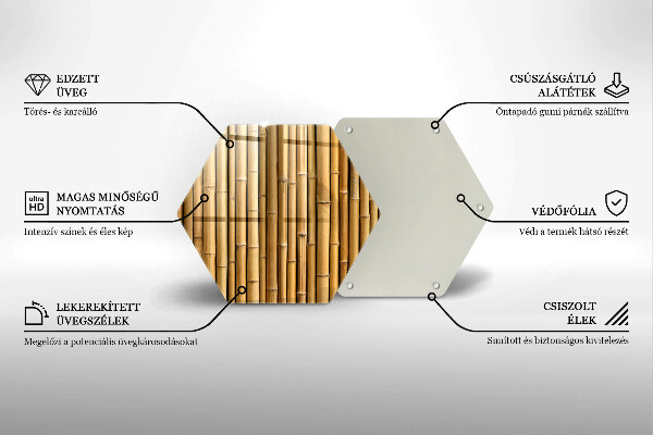 Tábua de vidro Bambu boho natural