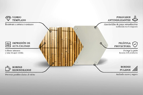 Tábua de vidro Bambu boho natural