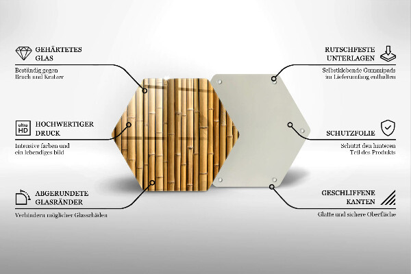 Tábua de vidro Bambu boho natural