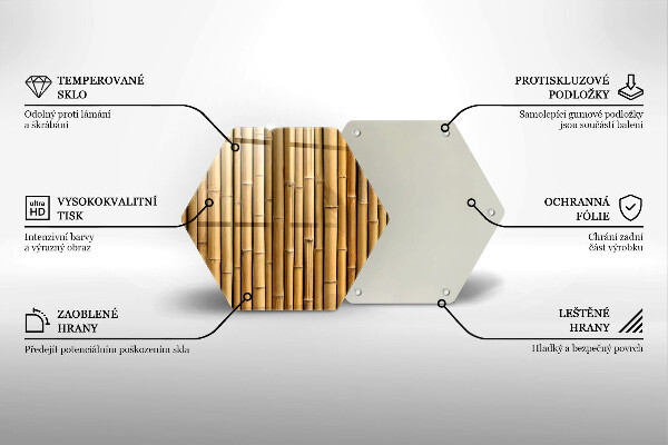 Tábua de vidro Bambu boho natural