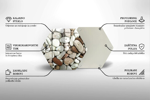 Tábua de vidro Fundo de pequenas pedras