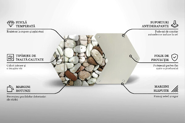 Tábua de vidro Fundo de pequenas pedras