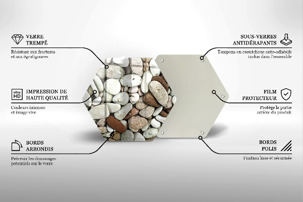 Tábua de vidro Fundo de pequenas pedras