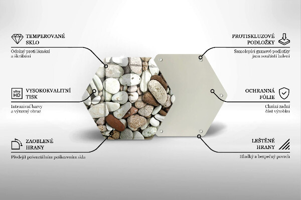 Tábua de vidro Fundo de pequenas pedras