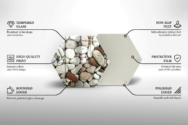Tábua de vidro Fundo de pequenas pedras