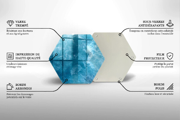 Tábua de cortar de vidro Água azul