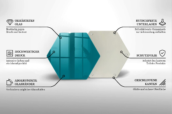 Tábua de corte de vidro Cor turquesa