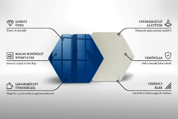 Tábua de cortar de vidro Cor azul