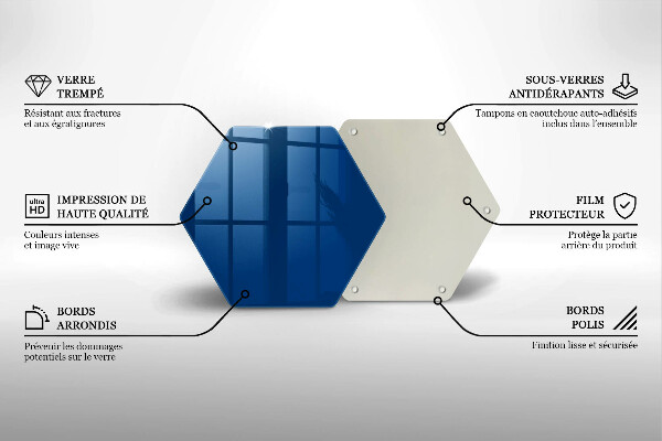 Tábua de cortar de vidro Cor azul