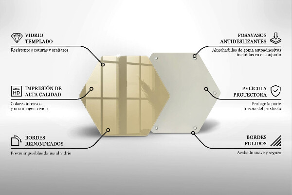 Tábua de corte de vidro Cor bege