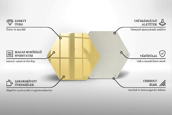 Tábua de cortar de vidro Cor amarela