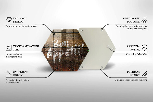 Tábua de corte de vidro Placa de Bon Appetit nos painéis