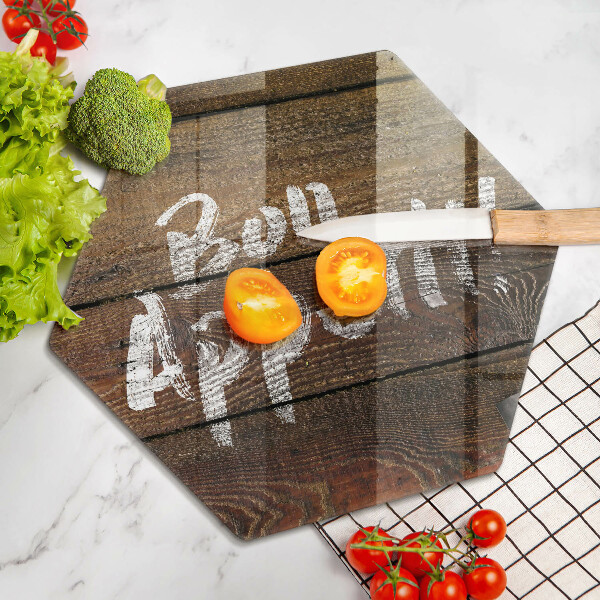 Tábua de corte de vidro Placa de Bon Appetit nos painéis