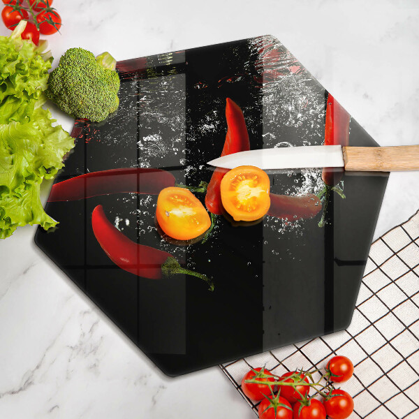 Tábua para corte Pimentas em água