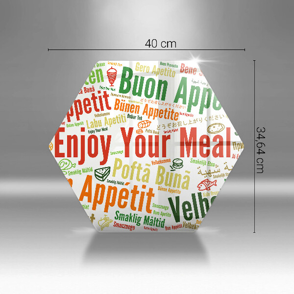 Tábua de corte de vidro Bon appetit legendas idiomas