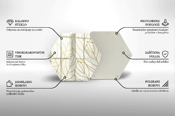 Tábua de corte de vidro Padrão de folha de arte de linha