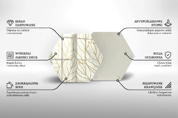 Tábua de corte de vidro Padrão de folha de arte de linha