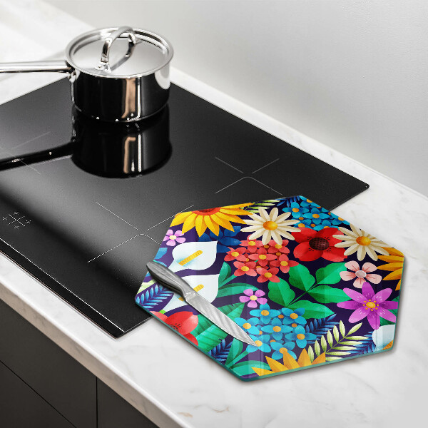 Tábua de corte Ilustração de um prado de flores